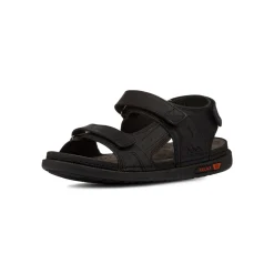 Hot Sandali comfort neri da Uomo in pelle con chiusura a strappo Uomo Scarpe Comfort Uomo