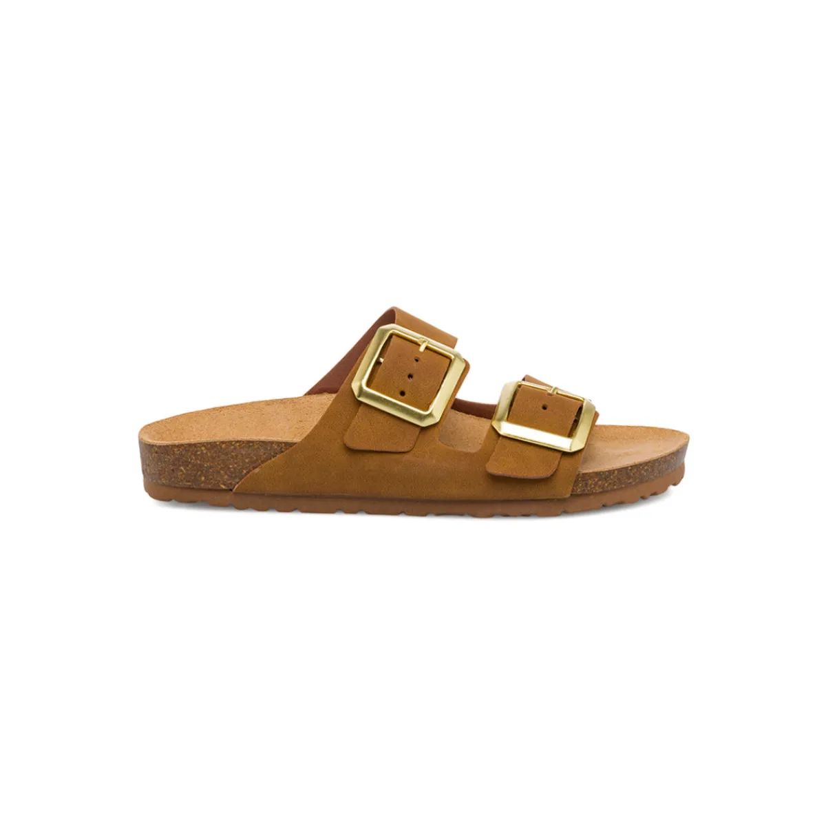 Outlet Sandali da donna marroni con sottopiede in pelle e doppia fibia Sabina Donna Ciabatte Donna