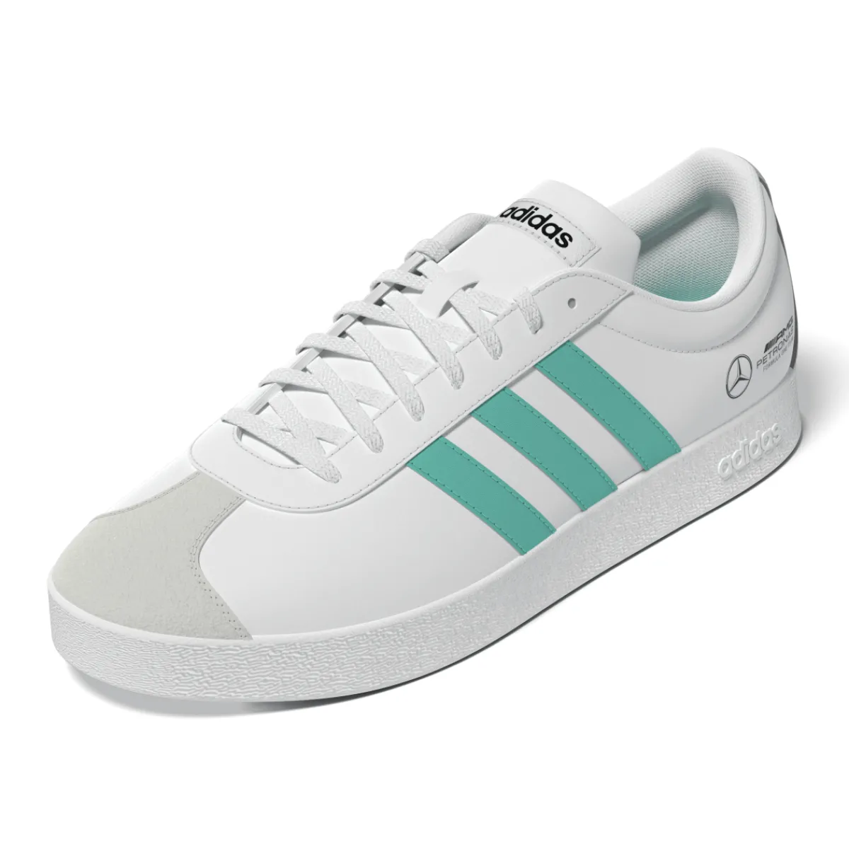 Scarpe Bianche con strisce turchesi x Mercedes-AMG Petronas F1 Team VL Court Sneakers|Scarpe Sportive