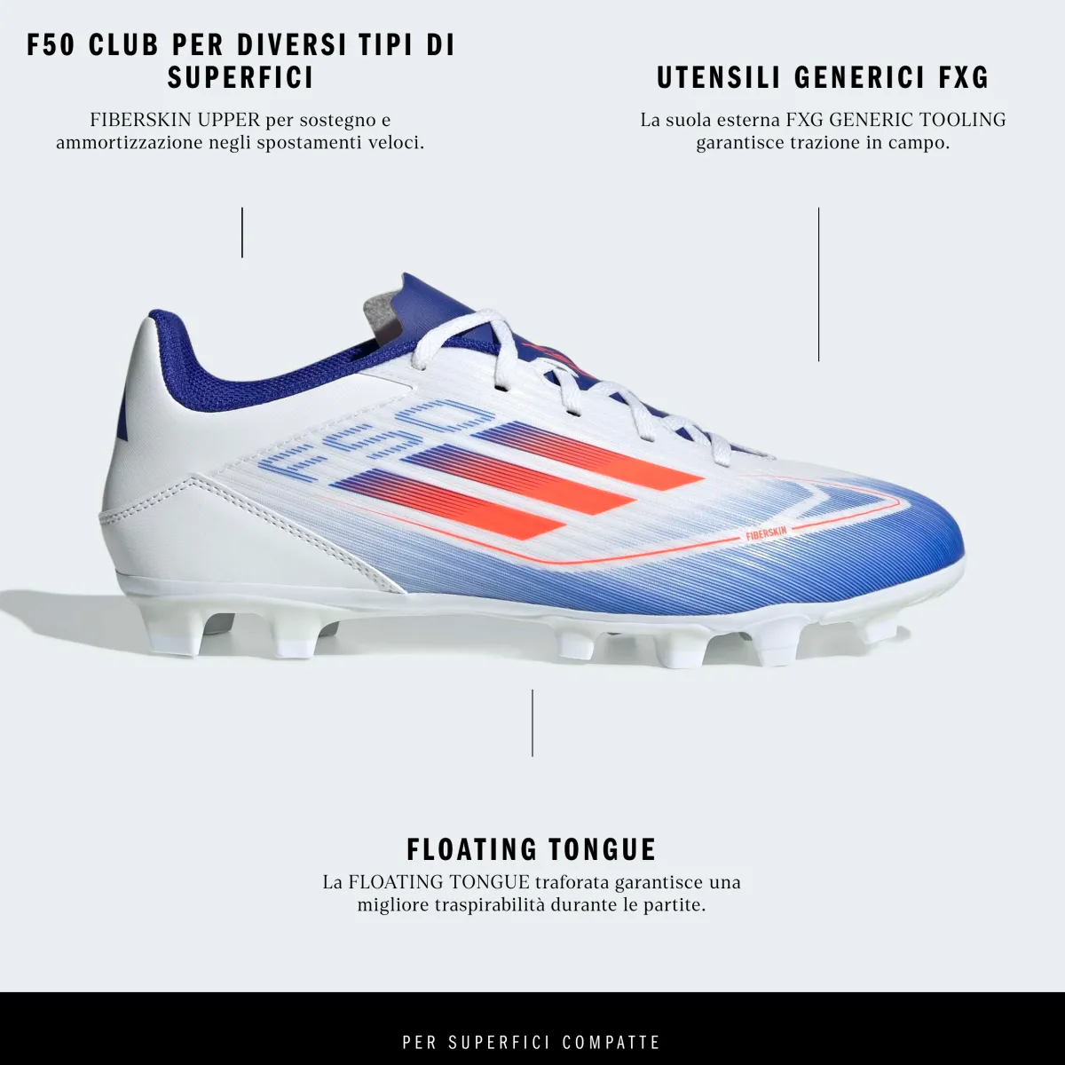 Discount Scarpe da calcio da uomo bianche per superfici flessibili F50 Club FxG Uomo Scarpe Da Calcio|Scarpe Da Calcio Uomo