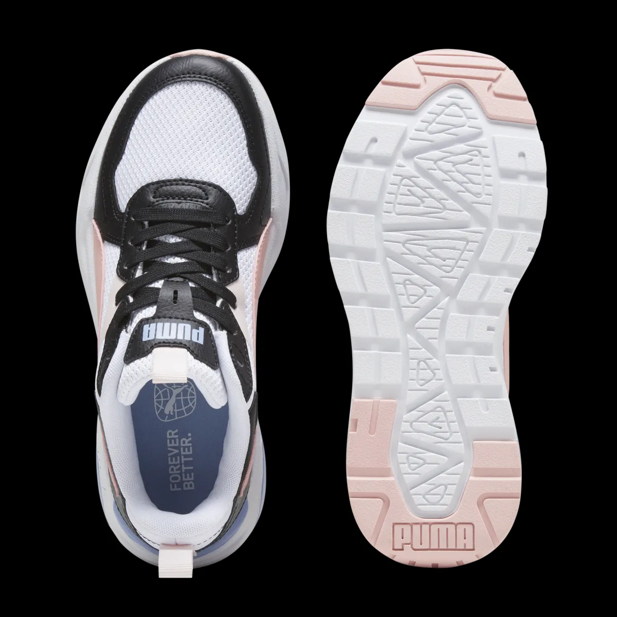 New Scarpe da ginnastica da ragazza bianche con inserti neri e rosa Trinity Lite Donna/Bambino Sneakers Sportive Bambina|Scarpe Ragazza