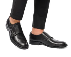 New Scarpe monk-strap nere eleganti in pelle con chiusura a doppia fibbia da uomo Uomo Scarpe Eleganti Uomo|Scarpe Cerimonia Uomo