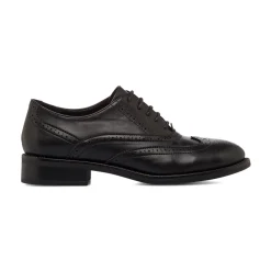 New Scarpe Oxford nere da Donna con dettaglio Brogue Donna Stringate Donna