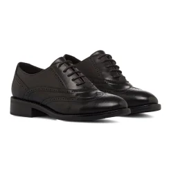 New Scarpe Oxford nere da Donna con dettaglio Brogue Donna Stringate Donna