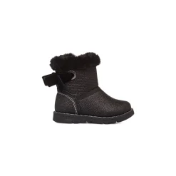 Clearance Scarponcini bambina neri con glitter e con pelliccia sintetica e fiocco Bambino Primi Passi Bambina