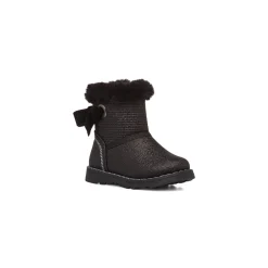 Clearance Scarponcini bambina neri con glitter e con pelliccia sintetica e fiocco Bambino Primi Passi Bambina