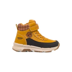 New Scarponcini da bambino ocra con logo Bambino Scarponcini Bambino|Scarpe Con Strappo Bambino