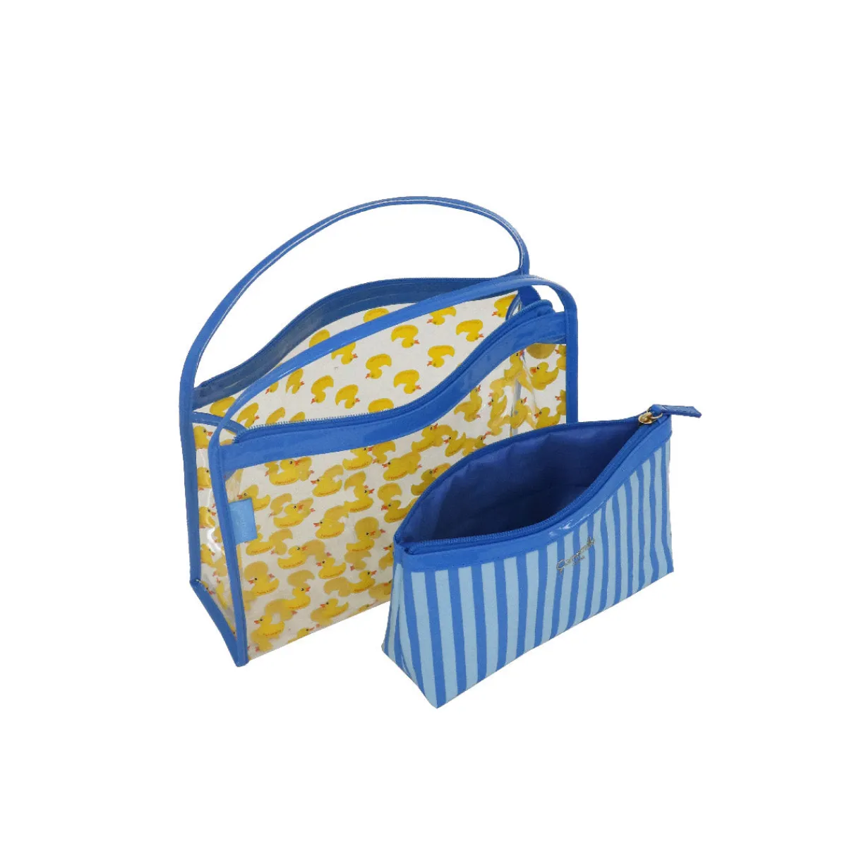 Best Set beauty case trasparente con stampa anatroccoli blu da Donna Donna Beauty Case E Trousse