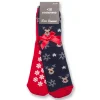 Outlet Set da 2 paia di calzini antiscivolo natalizi blu e rossi da donna con ricamo Fiocchi di Neve Donna Calzini Donna