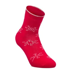 Outlet Set da 2 paia di calzini antiscivolo natalizi blu e rossi da donna con ricamo Fiocchi di Neve Donna Calzini Donna