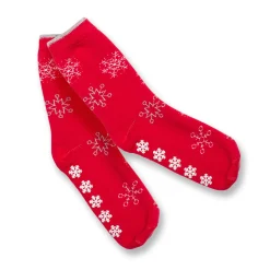 Outlet Set da 2 paia di calzini antiscivolo natalizi blu e rossi da donna con ricamo Fiocchi di Neve Donna Calzini Donna