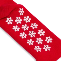 Outlet Set da 2 paia di calzini antiscivolo natalizi blu e rossi da donna con ricamo Fiocchi di Neve Donna Calzini Donna