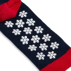 Outlet Set da 2 paia di calzini antiscivolo natalizi blu e rossi da donna con ricamo Fiocchi di Neve Donna Calzini Donna