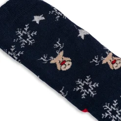 Outlet Set da 2 paia di calzini antiscivolo natalizi blu e rossi da donna con ricamo Fiocchi di Neve Donna Calzini Donna