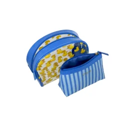 Clearance Set di 2 Trousse da viaggio blu con anatroccoli Donna Beauty Case E Trousse