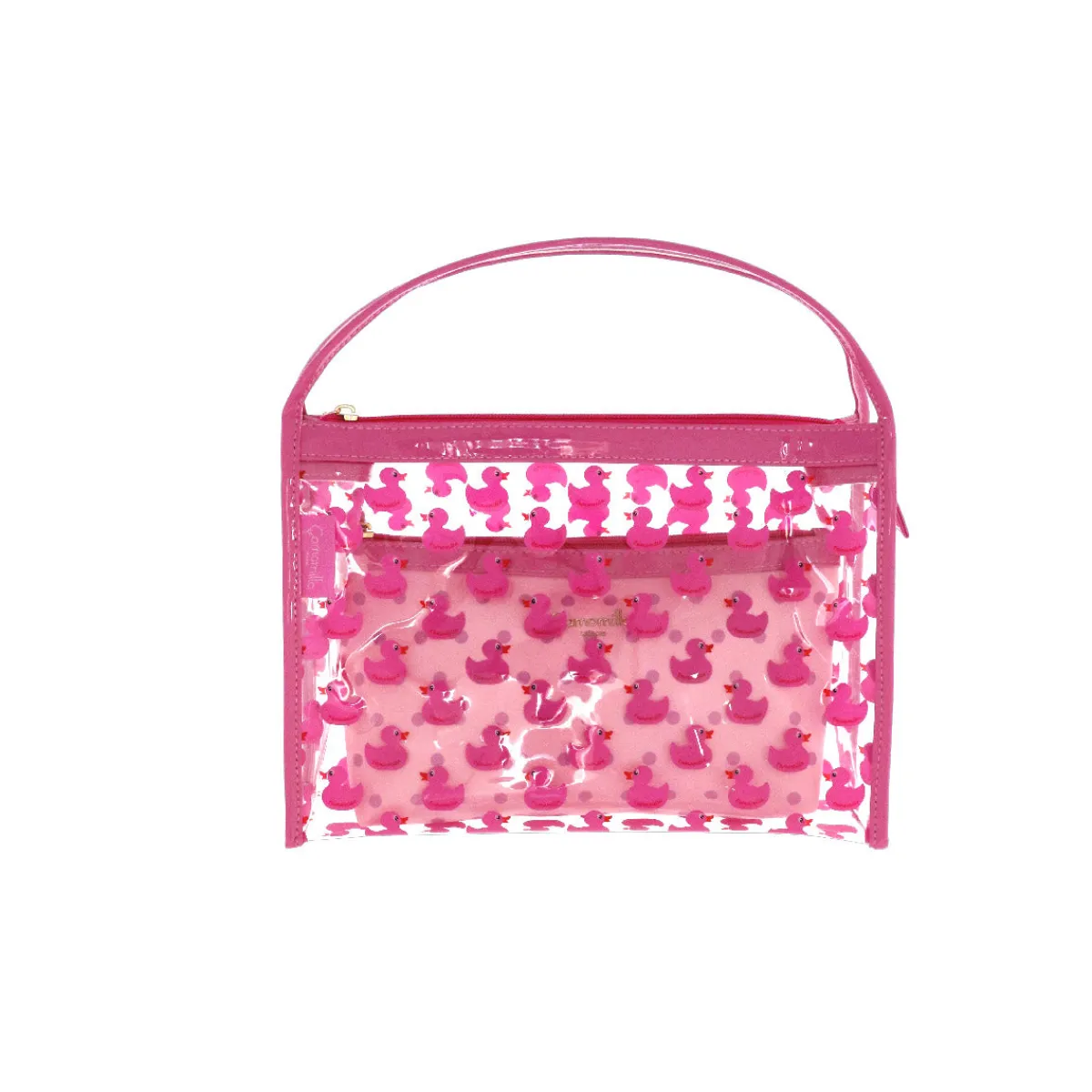 Hot Set Necessaire fuxia da Donna con stampa anatre Donna Beauty Case E Trousse