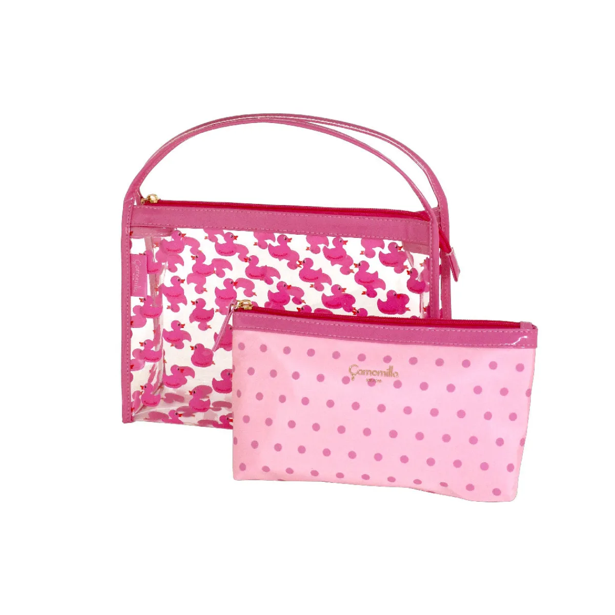 Hot Set Necessaire fuxia da Donna con stampa anatre Donna Beauty Case E Trousse