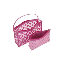 Hot Set Necessaire fuxia da Donna con stampa anatre Donna Beauty Case E Trousse