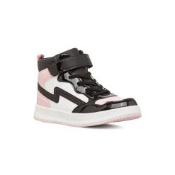 Outlet Sneakers alte bianche con dettagli rosa e nero da bambina Bambino Sneakers Bambina|Scarpe Con Strappo Bambina