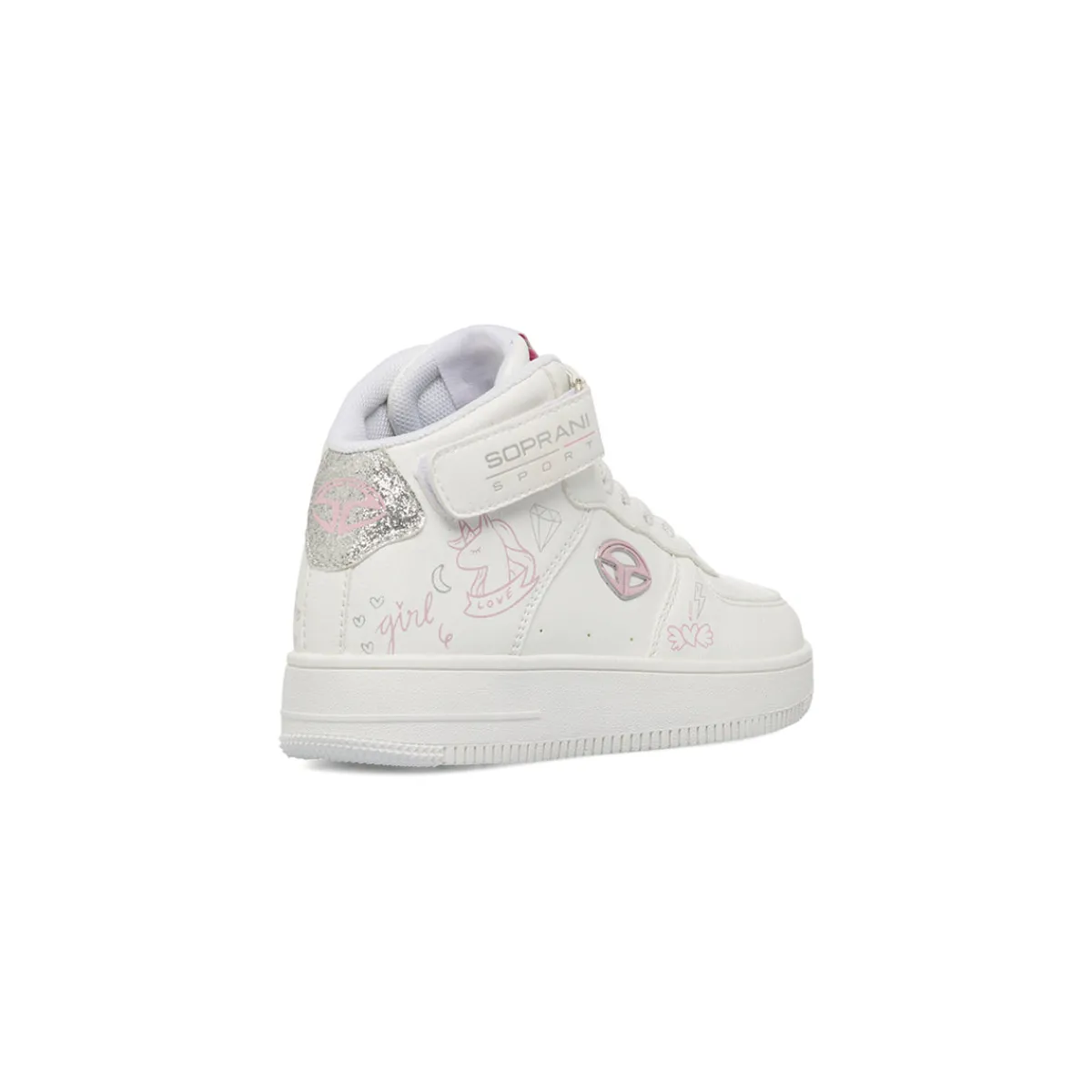 Hot Sneakers alte bianche da Bambina con dettagli glitter Bambino Sneakers Bambina|Scarpe Con Strappo Bambina
