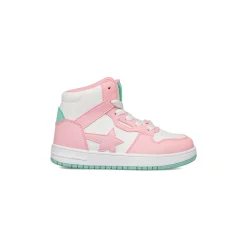 Sale Sneakers alte bianche da bambina con dettagli rosa e turchese Bambino Sneakers Bambina