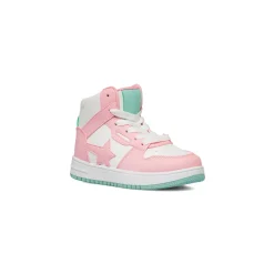 Sale Sneakers alte bianche da bambina con dettagli rosa e turchese Bambino Sneakers Bambina