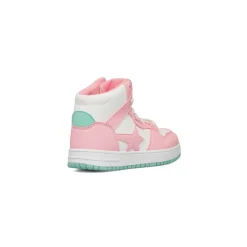 Sale Sneakers alte bianche da bambina con dettagli rosa e turchese Bambino Sneakers Bambina