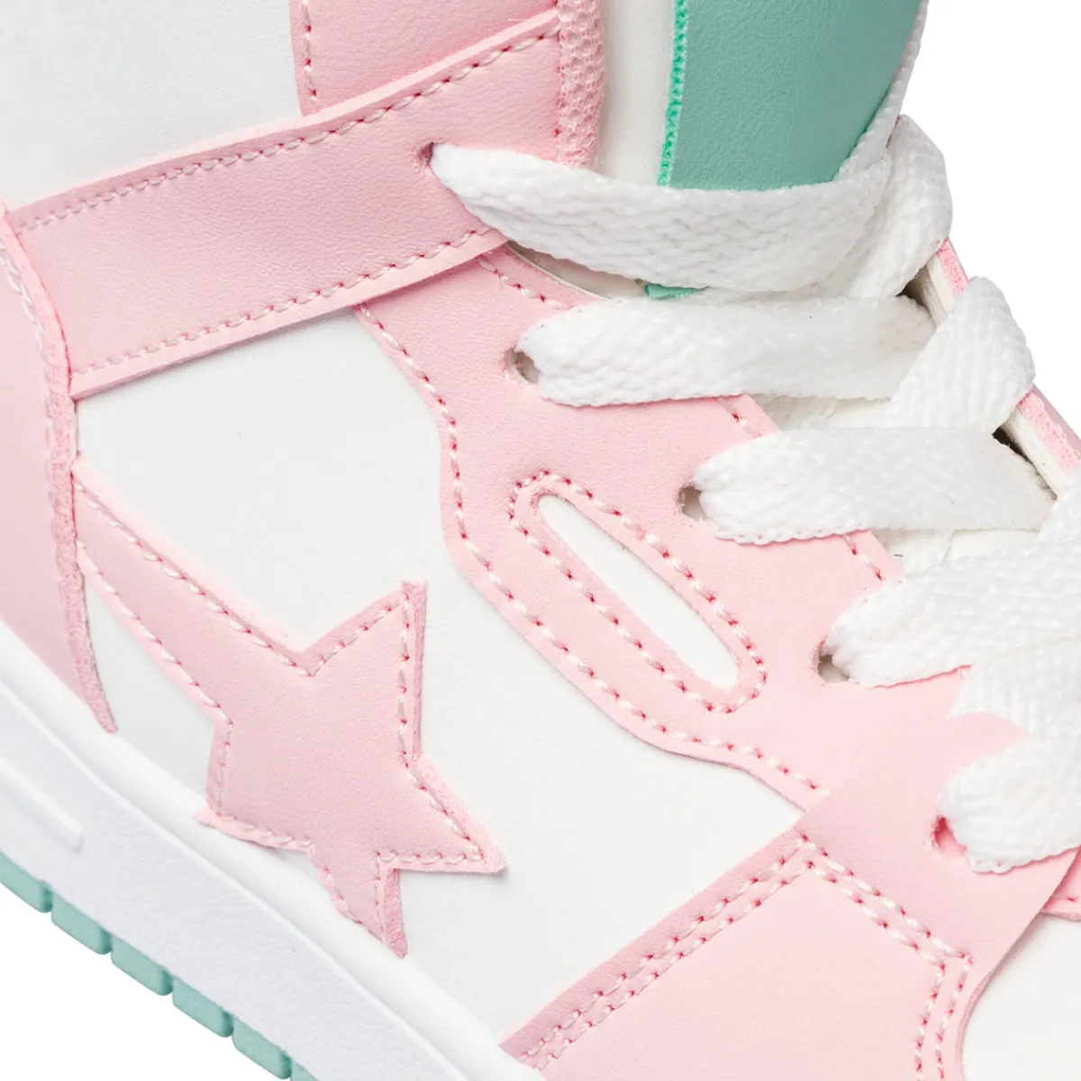 Sale Sneakers alte bianche da bambina con dettagli rosa e turchese Bambino Sneakers Bambina