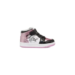 Discount Sneakers alte bianche, nere e rosa effetto laminato da bambina Bambino Sneakers Bambina|Scarpe Con Strappo Bambina