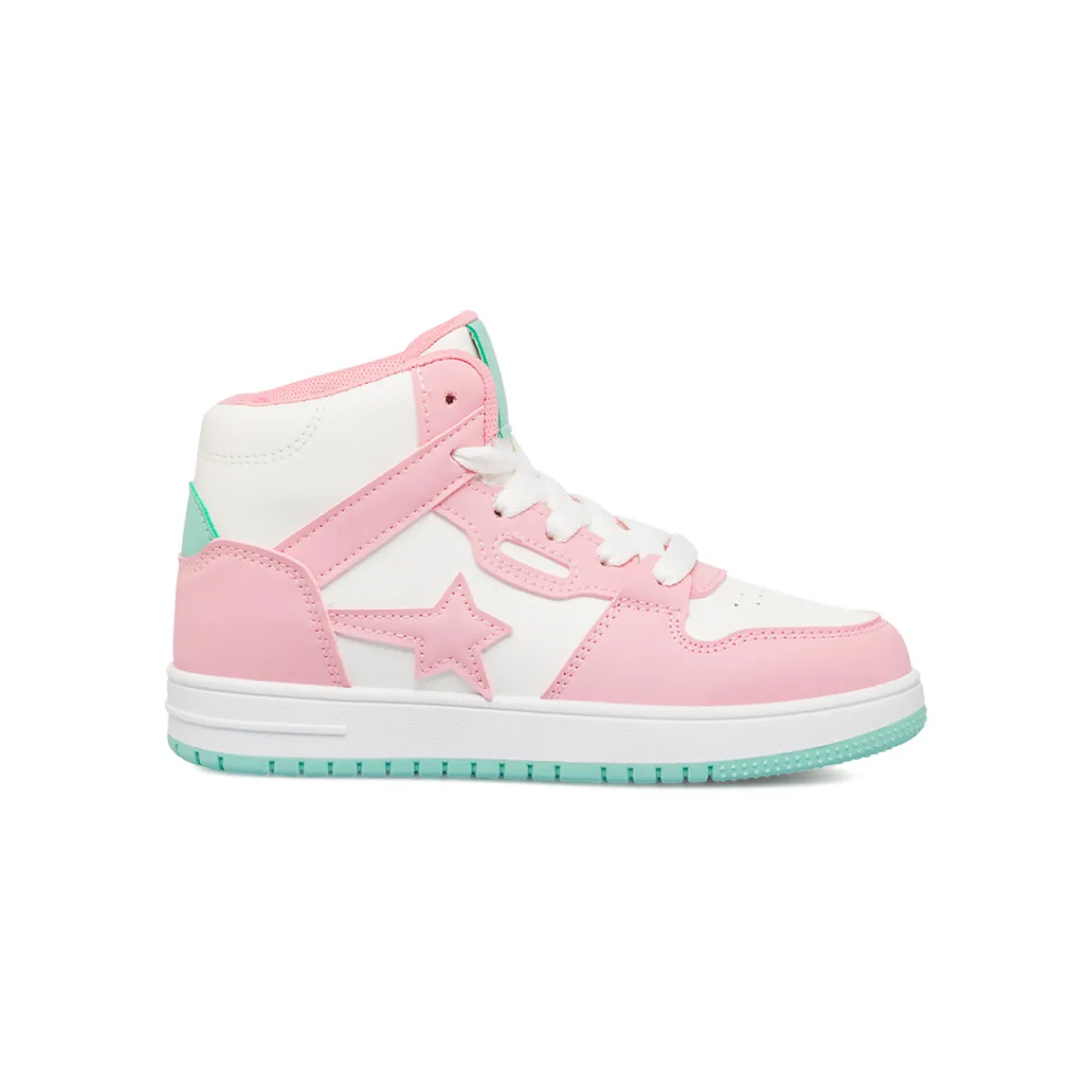 Discount Sneakers alte bianco da ragazza con dettagli rosa e turchese Bambino Sneakers Bambina|Scarpe Ragazza