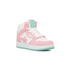 Discount Sneakers alte bianco da ragazza con dettagli rosa e turchese Bambino Sneakers Bambina|Scarpe Ragazza