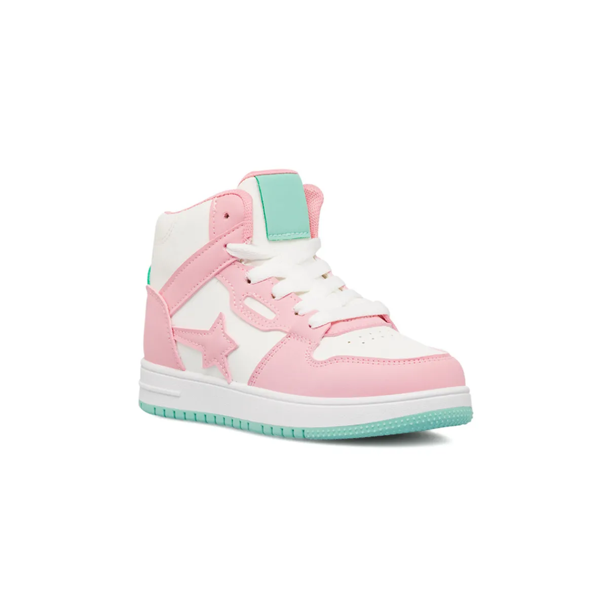 Discount Sneakers alte bianco da ragazza con dettagli rosa e turchese Bambino Sneakers Bambina|Scarpe Ragazza