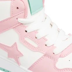 Discount Sneakers alte bianco da ragazza con dettagli rosa e turchese Bambino Sneakers Bambina|Scarpe Ragazza