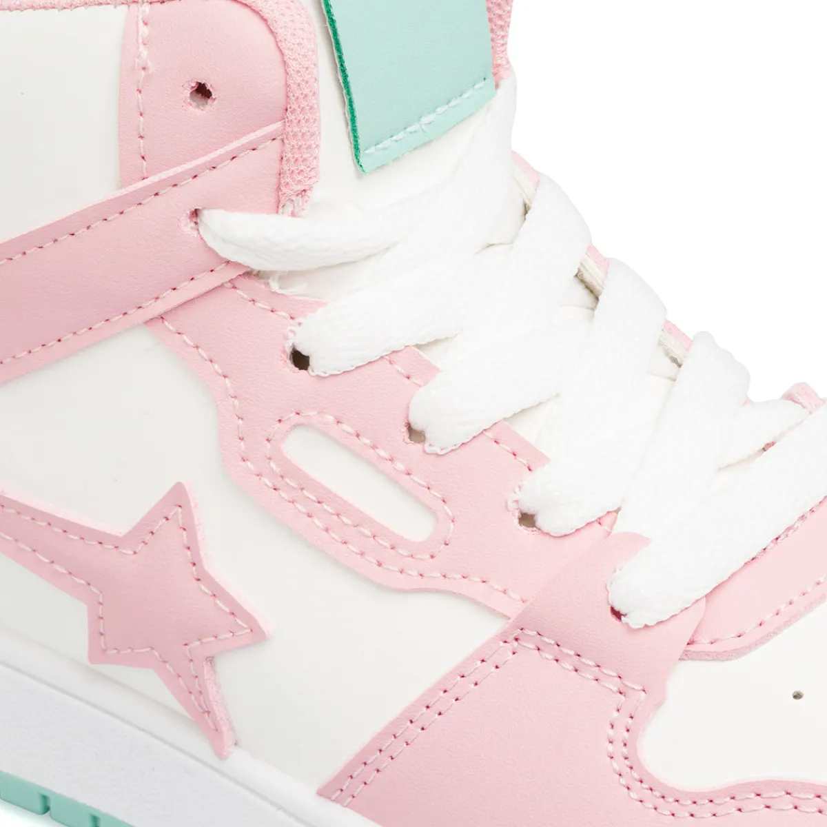 Discount Sneakers alte bianco da ragazza con dettagli rosa e turchese Bambino Sneakers Bambina|Scarpe Ragazza