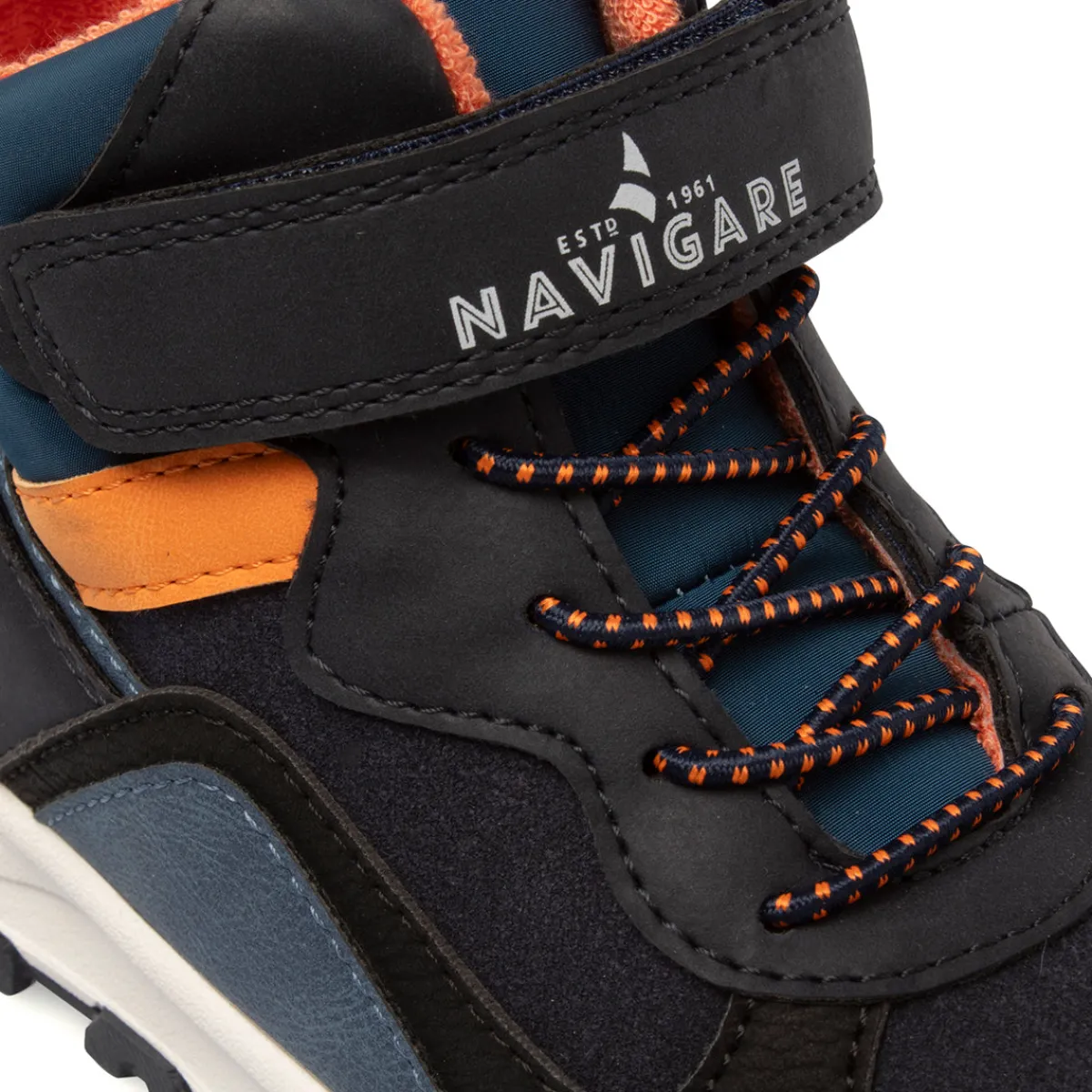 Sneakers alte blu da Bambino con strappo e inserti arancioni Bambino Sneakers Bambino|Scarpe Con Strappo Bambino