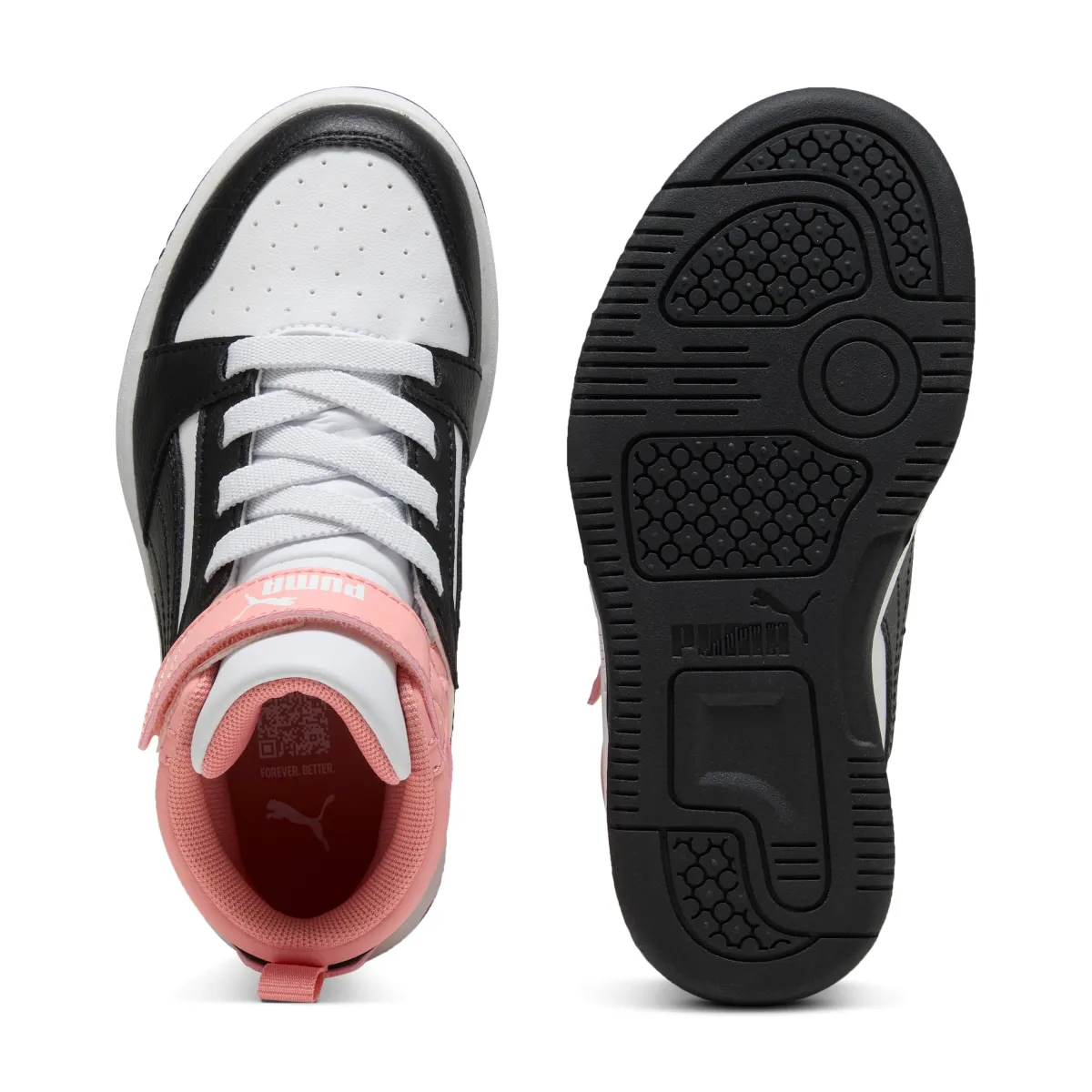 New Sneakers Alte da Bambina e Ragazza Bianche con dettagli rosa Rebound V6 Mid Bambino Sneakers Sportive Bambina|Scarpe Ragazza