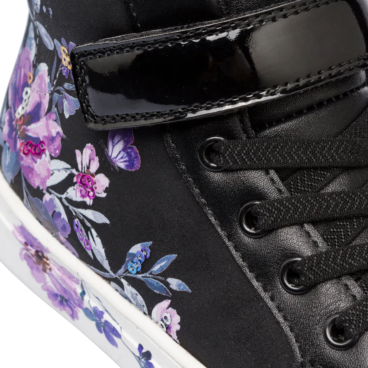 Best Sneakers alte da bambina nere con dettagli fiori Bambino Sneakers Bambina|Scarpe Con Strappo Bambina