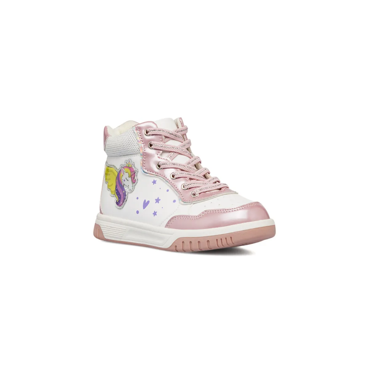 New Sneakers alte da bambina bianche e rosa con dettagli unicorno Bambino Sneakers Bambina