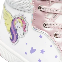 New Sneakers alte da bambina bianche e rosa con dettagli unicorno Bambino Sneakers Bambina