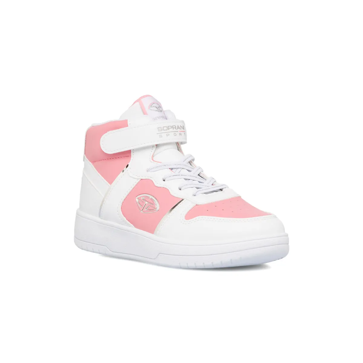 Hot Sneakers alte da ragazza bianche con dettagli rosa e laminati Bambino Sneakers Sportive Bambina|Scarpe Ragazza