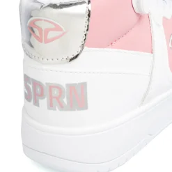 Hot Sneakers alte da ragazza bianche con dettagli rosa e laminati Bambino Sneakers Sportive Bambina|Scarpe Ragazza