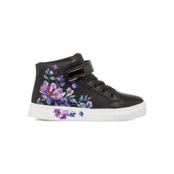Hot Sneakers alte da ragazza nere con dettagli floreali Bambino Sneakers Bambina|Scarpe Ragazza