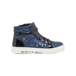 Discount Sneakers alte da ragazza blu navy con paillettes e glitter Bambino Sneakers Bambina