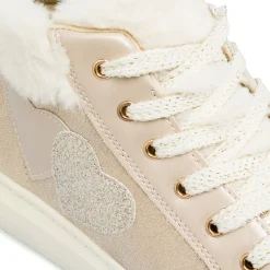 Online Sneakers alte da ragazza oro con dettagli finta pelliccia e glitter Bambino Sneakers Bambina