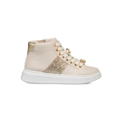 Best Sneakers alte da ragazza beige con dettagli glitter e fiori in metallo Bambino Sneakers Bambina|Scarpe Ragazza