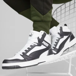 Hot Sneakers alte da uomo bianche e nere con dettagli grigi Rebound V6 Uomo Sneakers Sport Uomo|Scarpe Sportive