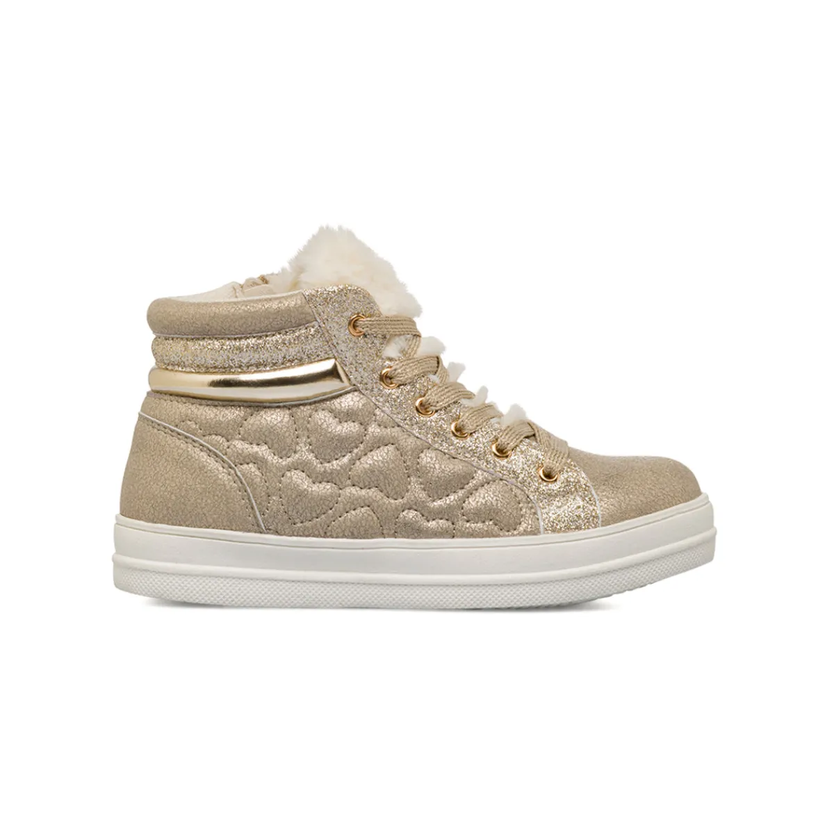 New Sneakers alte oro da Bambina con zip e glitter Le Scarpe di Alice Bambino Sneakers Bambina