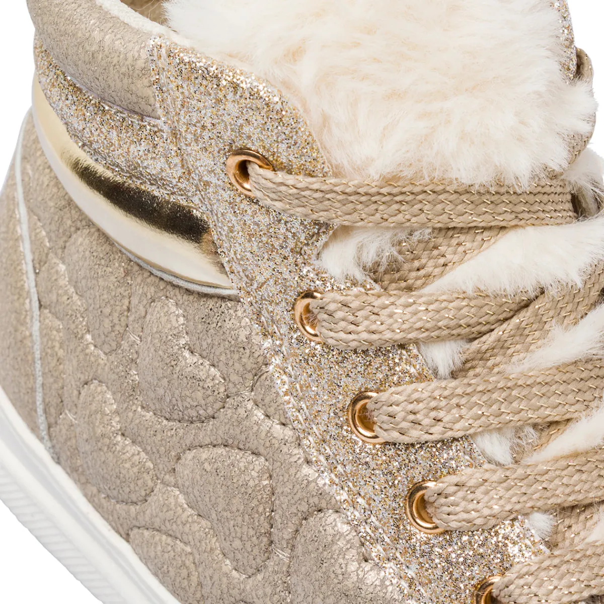 New Sneakers alte oro da Bambina con zip e glitter Le Scarpe di Alice Bambino Sneakers Bambina