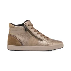 Outlet Sneakers alte traspiranti da donna taupe effetto metallizato in pelle Donna Sneakers Donna
