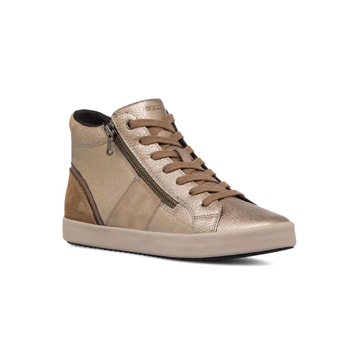 Outlet Sneakers alte traspiranti da donna taupe effetto metallizato in pelle Donna Sneakers Donna